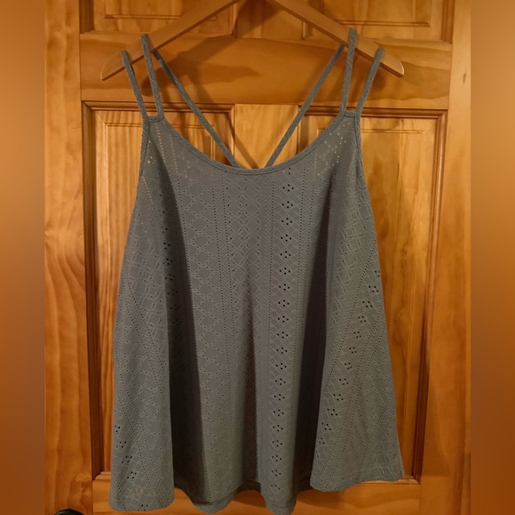 xieerduo Tops - Womens’s Spaghetti Strap Eyelet Tank Top XL Sage Green